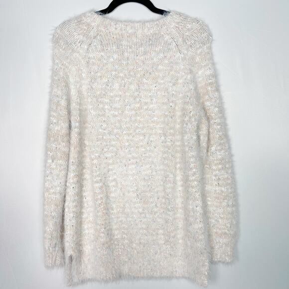 Lou & Grey Medium Light Pink Blush Eyelash Fuzzy Tunic Sweater Speckled Textured - Picture 2 of 9